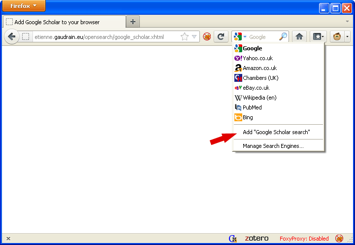 How to add Google Scholar to Firefox's search bar